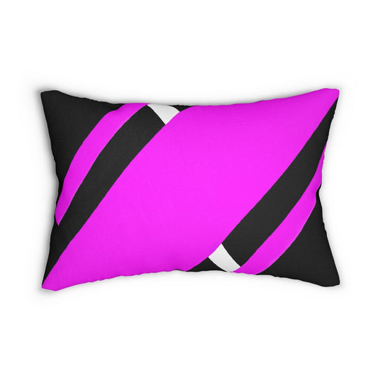 Decorative Lumbar Throw Pillow - Black And Pink Geometric Pattern