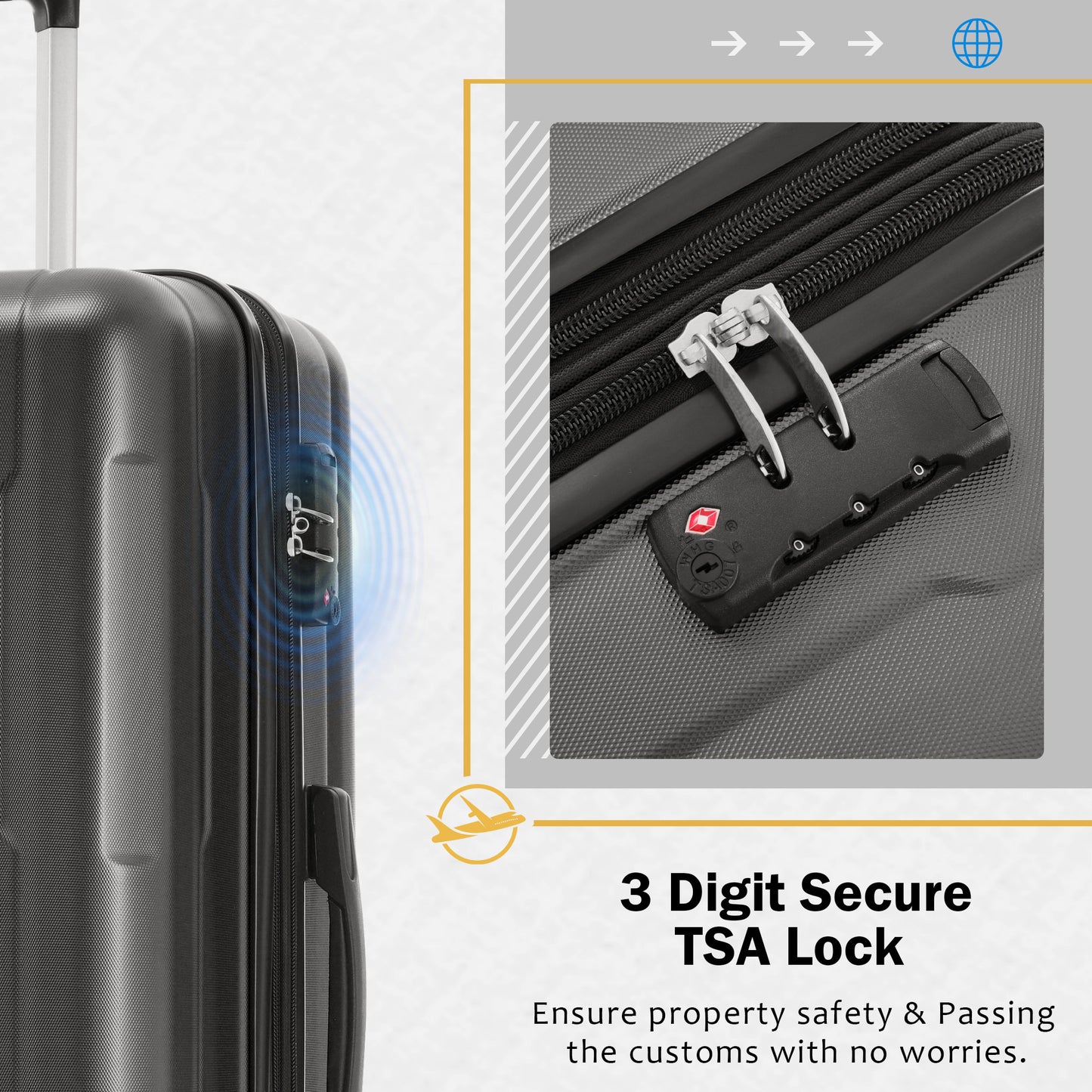 2 Piece Luggage Set with Bags Expanable Spinner Wheels ABS Lightweight Suitcase with TSA Lock 20inch+28inch