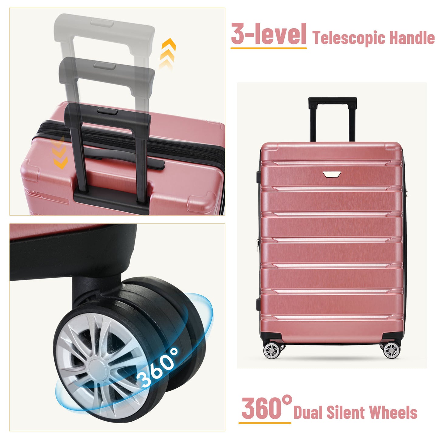 3 Piece Luggage Set Suitcase Set, Lightweight Durable Suitcase with Wheels and TSA Lock, Expandable Travel Family Luggage for Men Women 20" 24" 27"