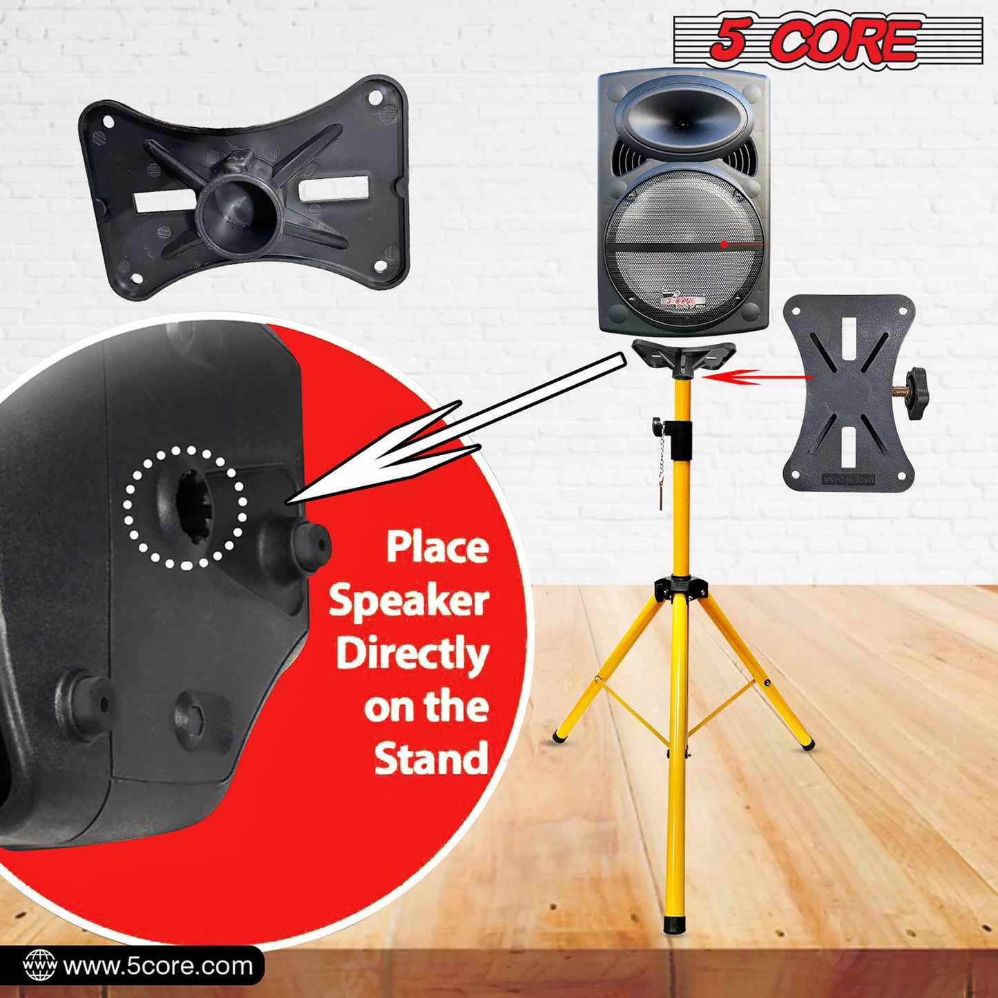 5 Core Speaker Stand Tripod Floor Tall Pair Adjustable Up to 72 Inch DJ Studio Monitor Stands Pole Mount  - SS ECO 2PK WoB