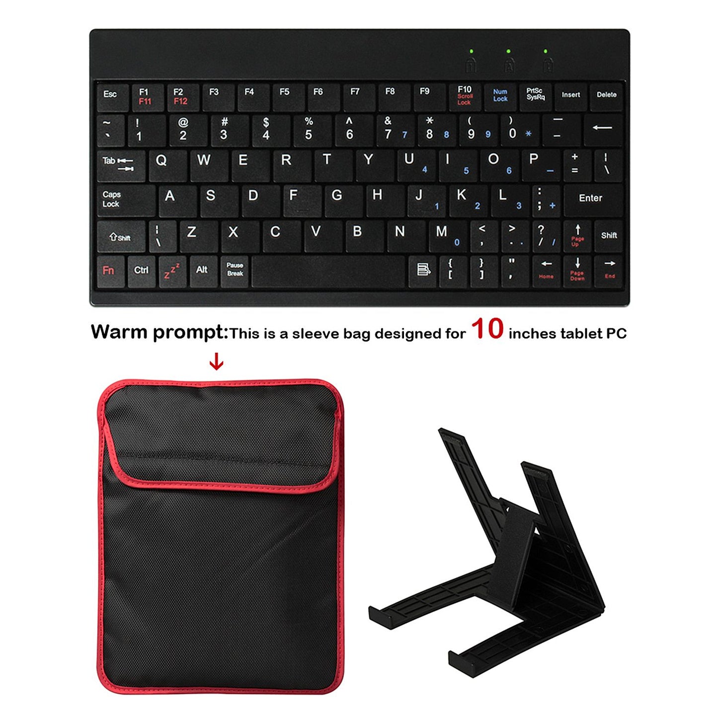 Tablet PC Sleeve Bag Case Stand For Tablet Under 10in with USB Mini Keyboard Two Layer Pockets