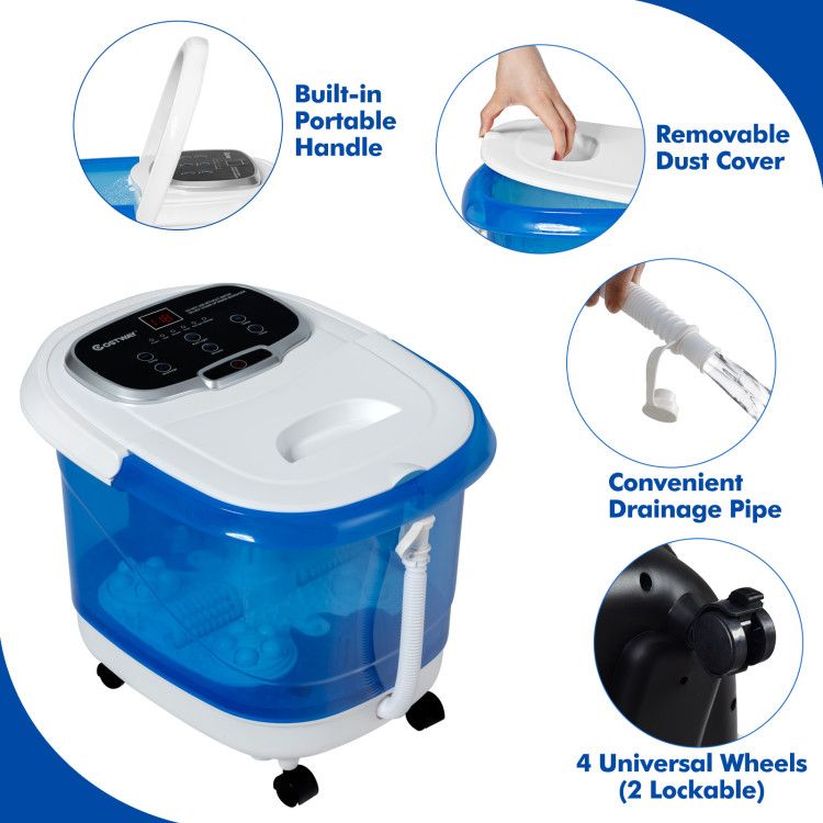 Portable All-In-One Heated Foot Spa Bath Motorized Massager