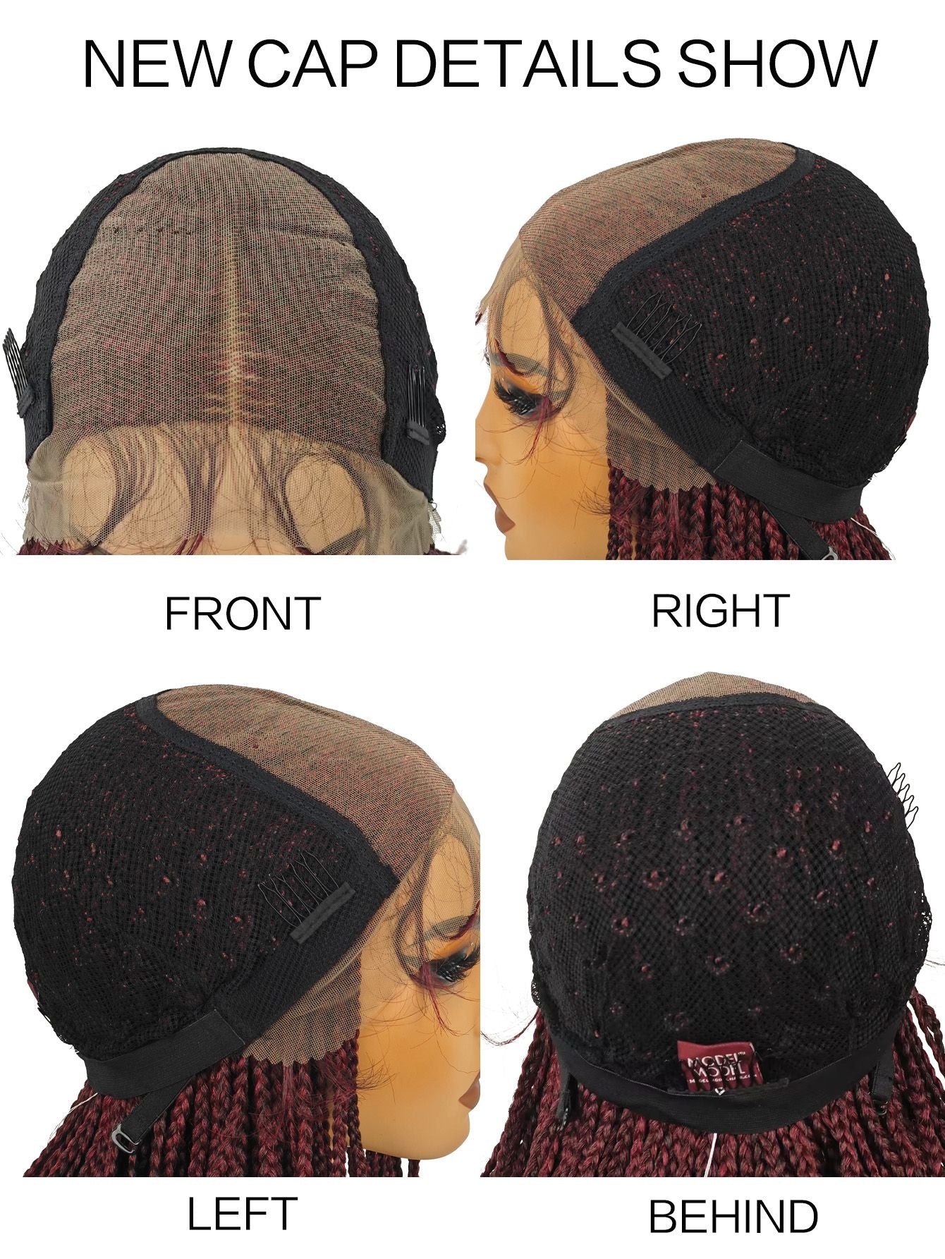 28 inch Braided Wigs for BlackWomen Full Lace Front Box BraidedWig KnotlessBraided WigsLightweight Braids Synthetic LaceFront Wig Black plus light brown HandBraided Wigs With Baby Hairsynthetic wig