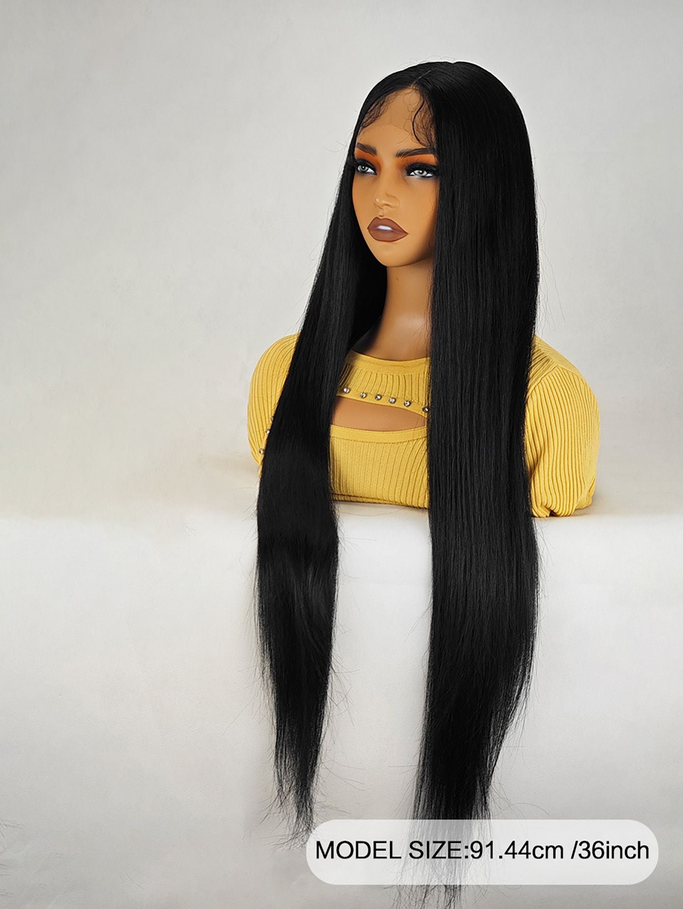 36 Inch Yaki Straight Lace FrontSynthetic Wig with Middle Parting andBaby Hair for Women