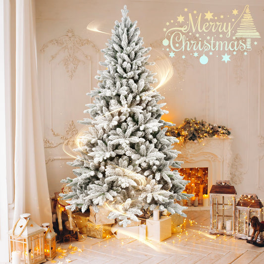 5ft PVC&PE Flocking Hinged Tree Environmentally Friendly Fireproof Artificial Christmas Flocked Tree