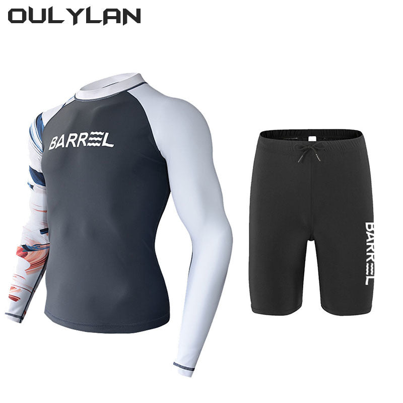 Oulylan Long Sleeve Rash Guards Swimwear Women 2024 Two-Piece Swimsuit Men Surfing Swimming Suit Beach Diving Bath Suit