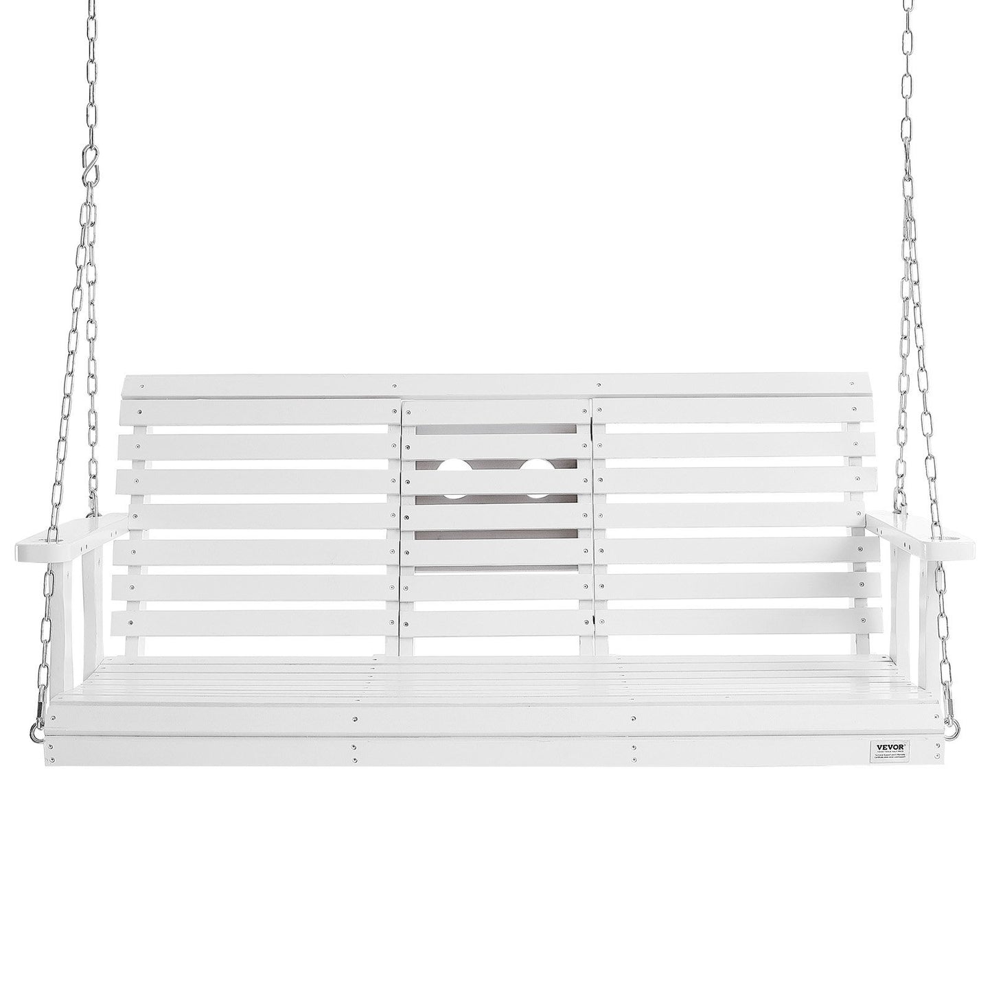 VEVOR Wooden Porch Swing 5 ft, Patio bench swing for Courtyard & Garden, Upgraded 880 lbs Strong Load Capacity, Heavy Duty Swing Chair Bench with Hanging Chains for Outdoors, White