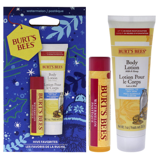 Burts Bees Hive Favorites Watermelon Gift by Burts Bees - 2 Pc 0.15oz Watermelon Lip Balm, 1oz Body Lotion