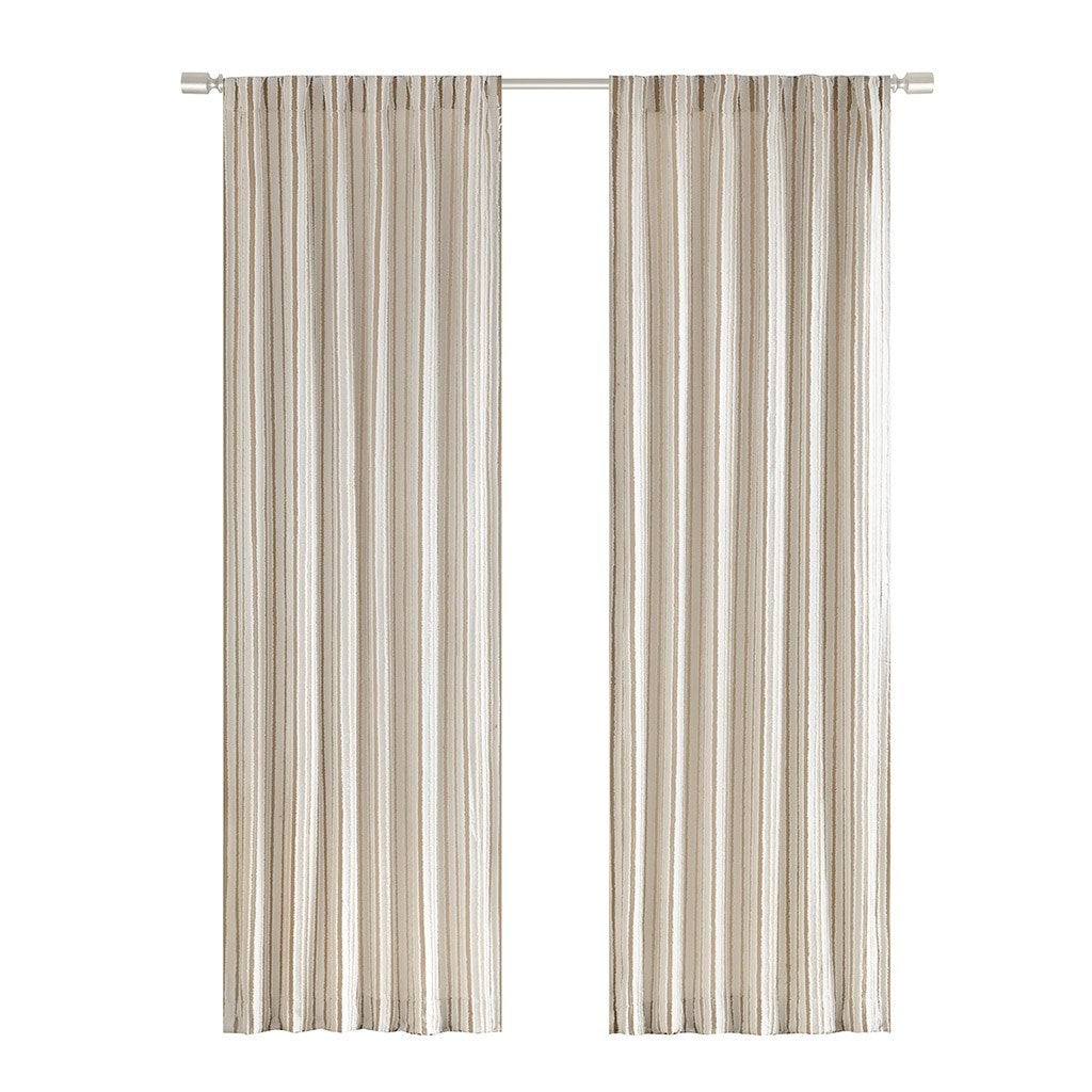 Clipped Jacquard Light Filtering Rod Pocket/Back Tab Single Curtain Panel(Only 1 Pc Panel)