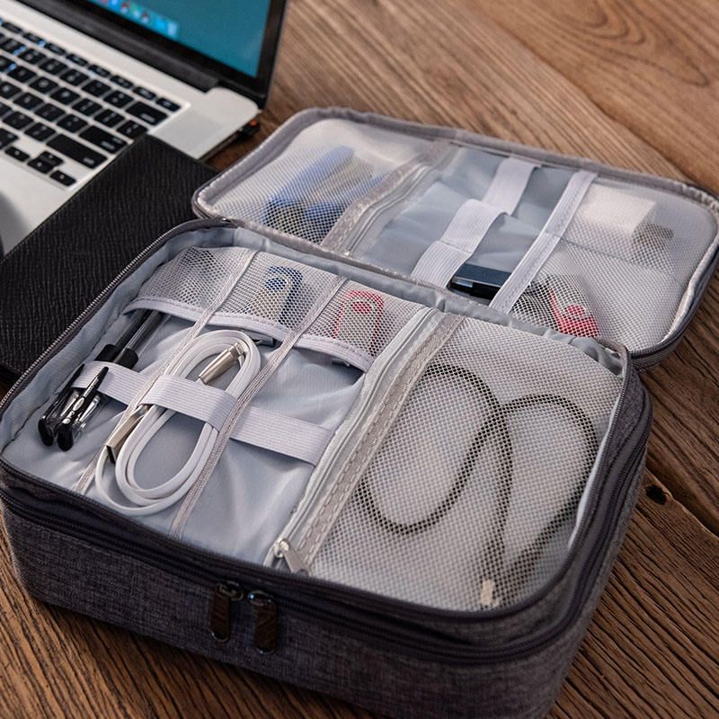 3-layer Multi-Functional Digital Storage Bag Electronic Accessories Travel Organizer Bag Data Cable Organizer