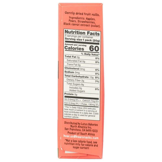 BEAR YOYO:Delicious Strawberry Fruit Rolls,3.5oz-Sweet & Natural Snack