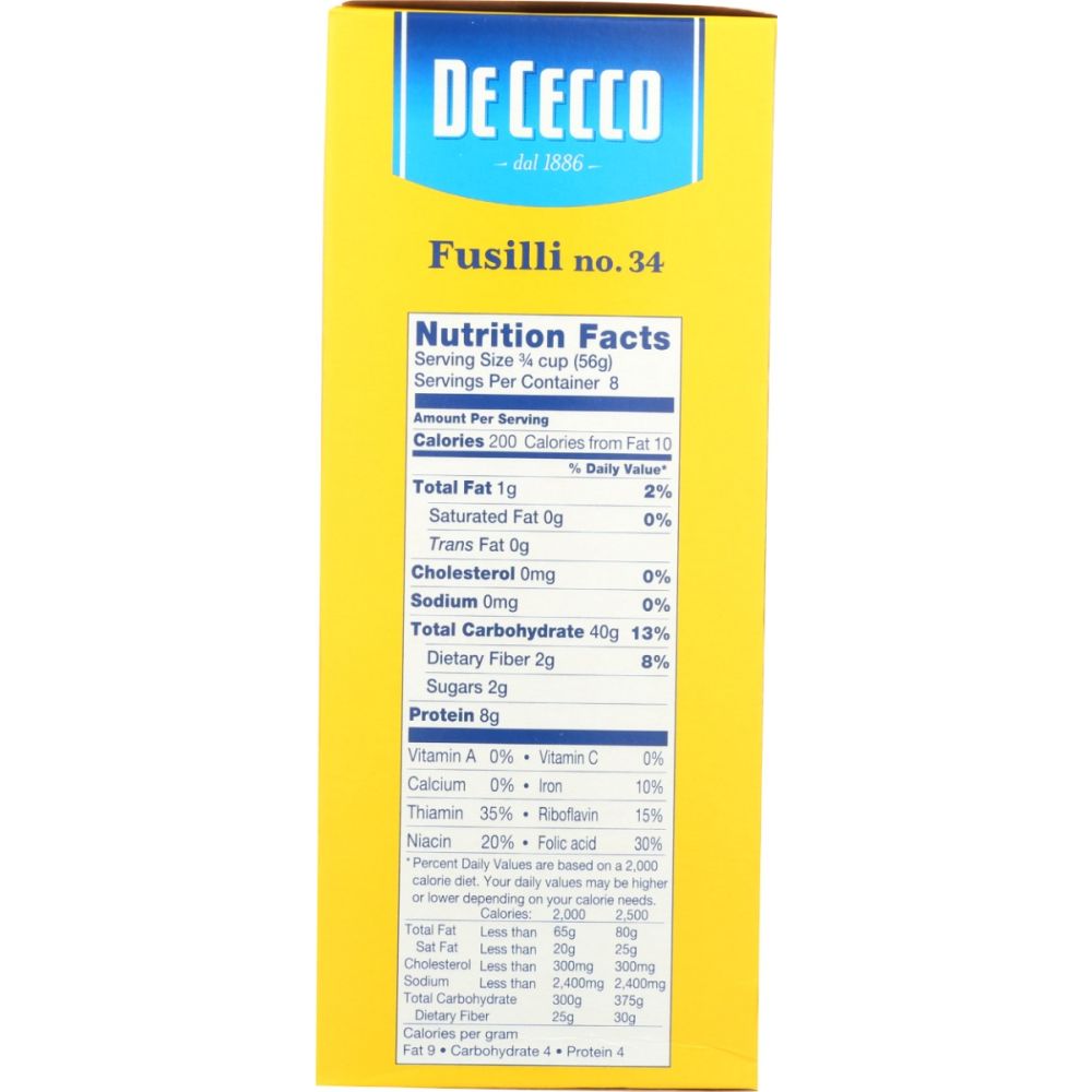 DE CECCO: Fusilli No 34 Pasta, 16 oz