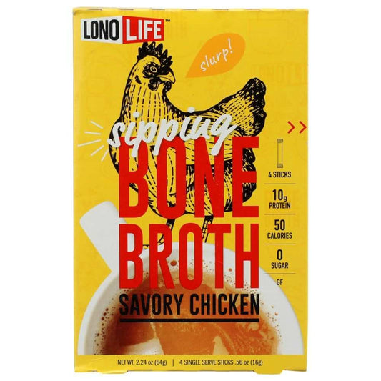 LONOLIFE Savory Chicken Bone Broth Stick 4Pk - Bold & Flavorful 2.24oz
