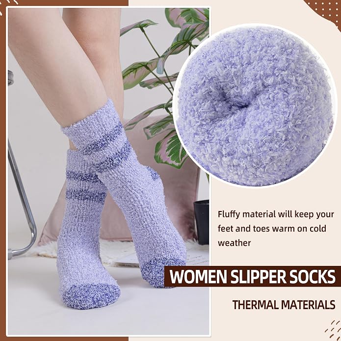 Velice Womens Fuzzy Socks Soft Cozy Fluffy Slipper Winter Thick Warm Plush Sleeping Christmas Socks