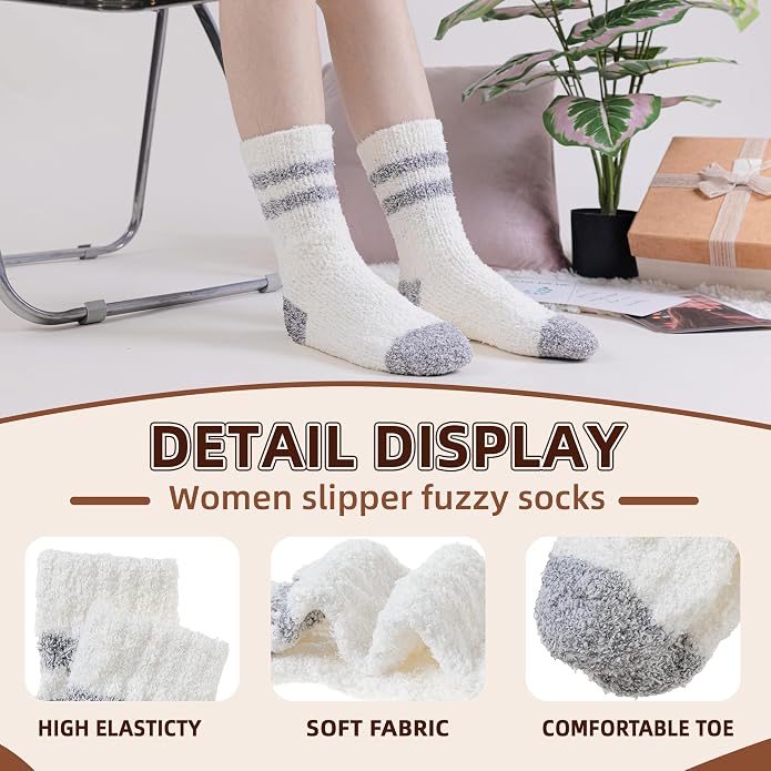 Velice Womens Fuzzy Socks Soft Cozy Fluffy Slipper Winter Thick Warm Plush Sleeping Christmas Socks