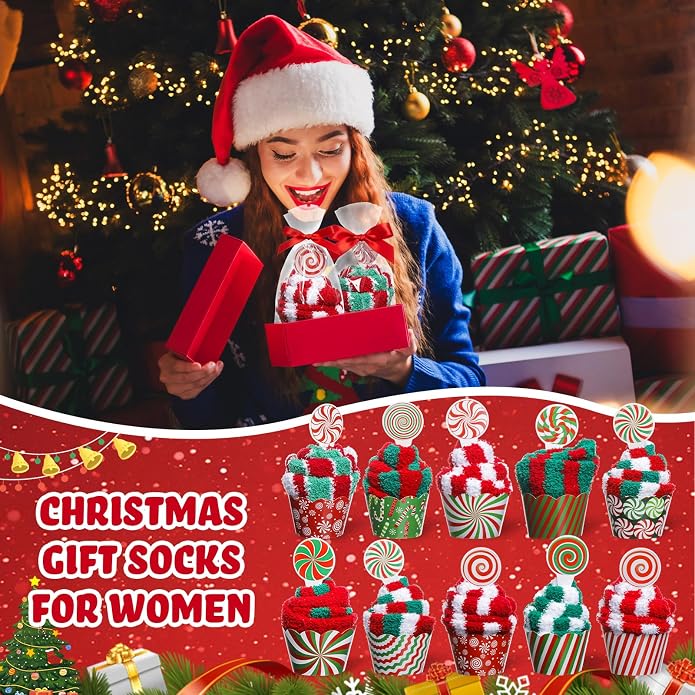 50 Sets Christmas Cupcake Sock for Women