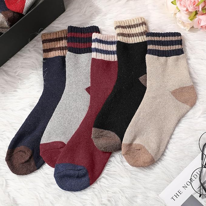 Hicarer 50 Pairs Warm Cotton Vintage Thermal Socks for Women Men