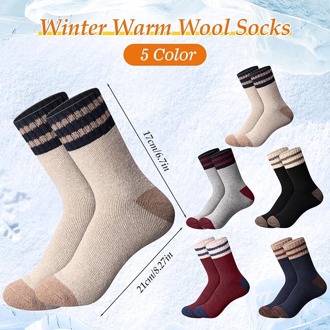 Hicarer 50 Pairs Warm Cotton Vintage Thermal Socks for Women Men