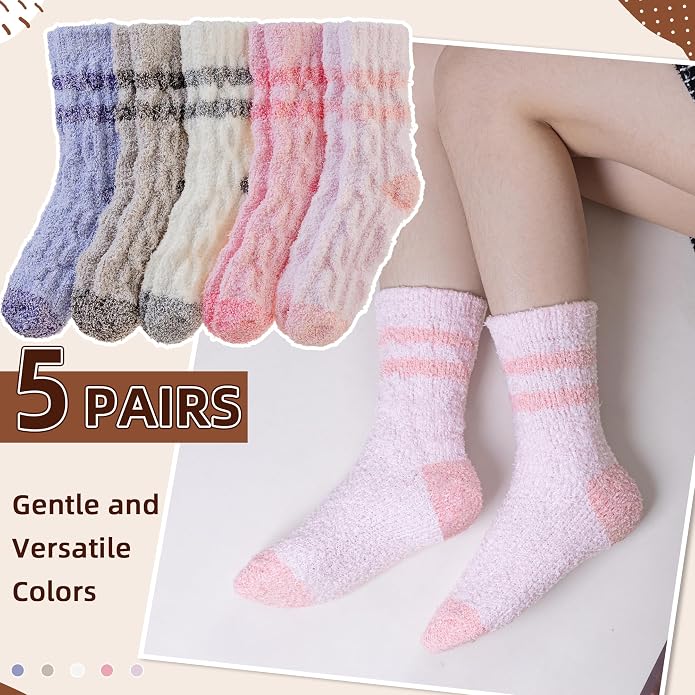 Velice Womens Fuzzy Socks Soft Cozy Fluffy Slipper Winter Thick Warm Plush Sleeping Christmas Socks