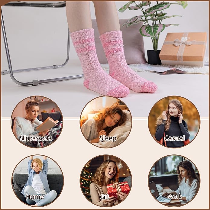 Velice Womens Fuzzy Socks Soft Cozy Fluffy Slipper Winter Thick Warm Plush Sleeping Christmas Socks