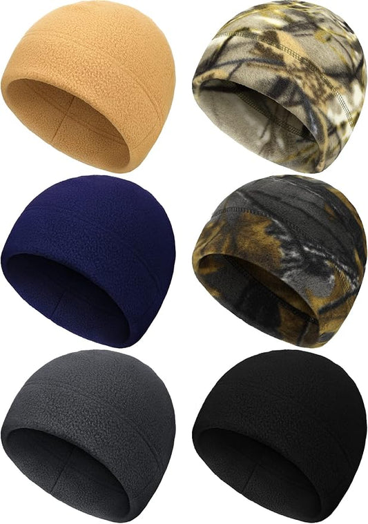 Geyoga 6 Pcs Fleece Beanie Fleece Skull Cap