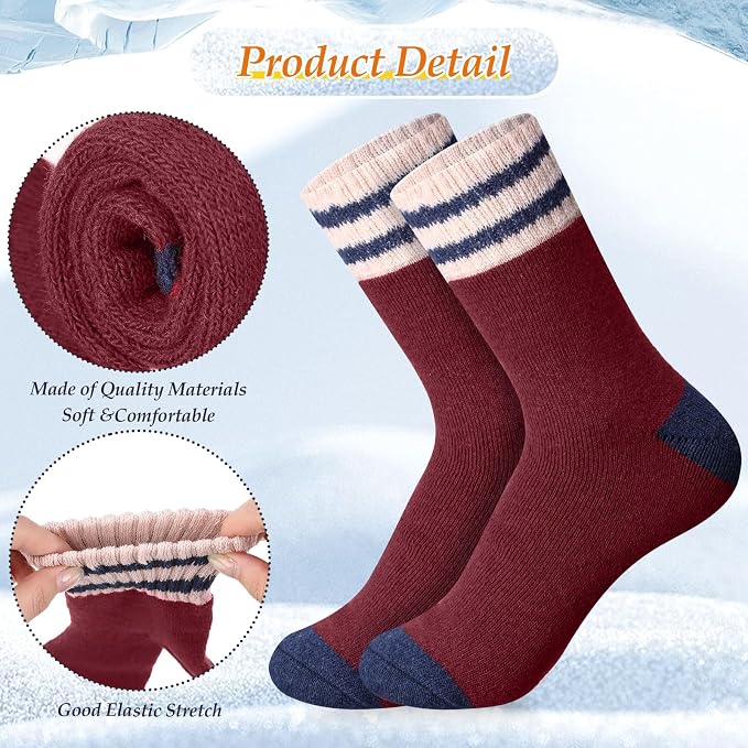 Hicarer 50 Pairs Warm Cotton Vintage Thermal Socks for Women Men