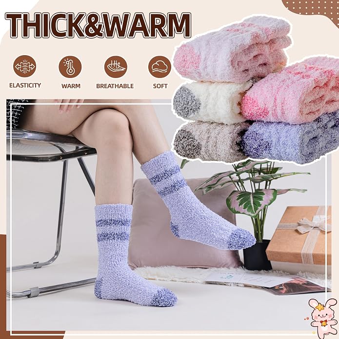 Velice Womens Fuzzy Socks Soft Cozy Fluffy Slipper Winter Thick Warm Plush Sleeping Christmas Socks