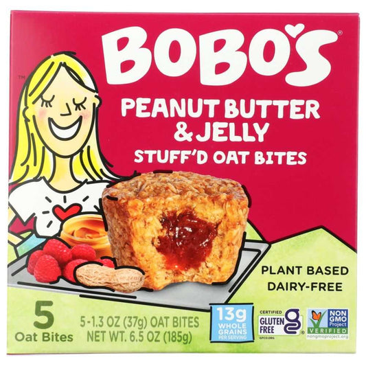 BOBOS OAT BARS: Peanut Butter and Jelly StuffD Oat Bites 5Ct, 6.5 oz