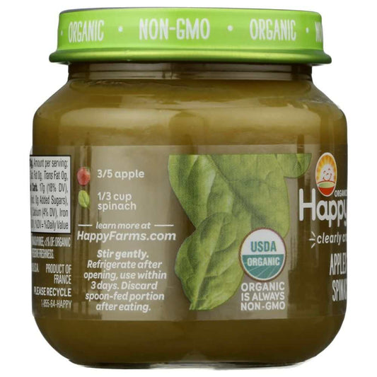 HAPPY BABY Apples and Spinach Jar Baby Food - 4 oz | Organic & Healthy