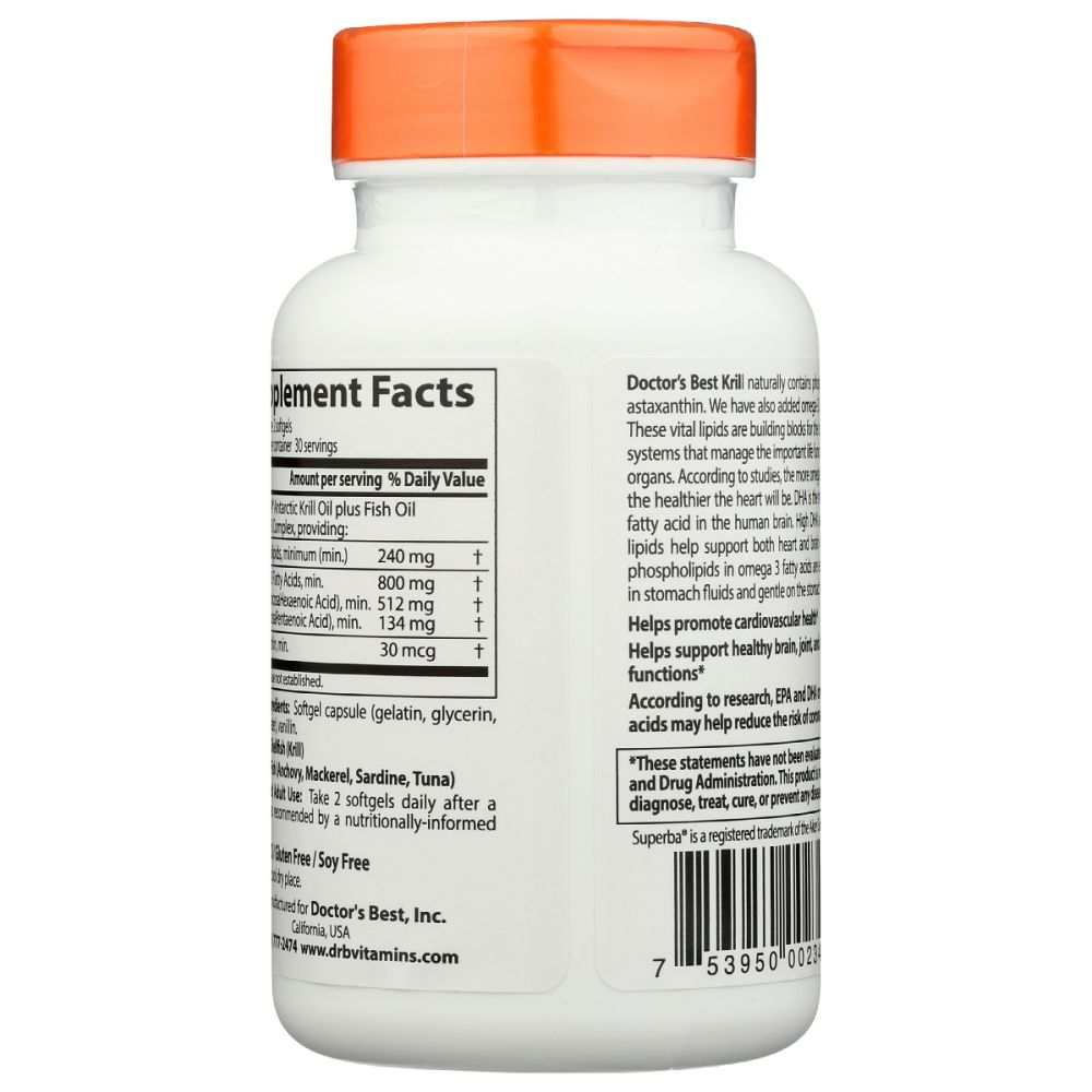 Doctor's Best Krill Plus Omega3s - Antarctic Krill Oil with DHA & EPA