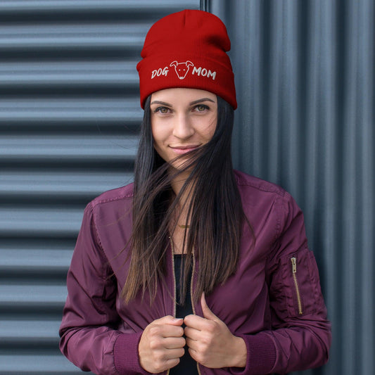 Dog Mom Embroidered Beanie