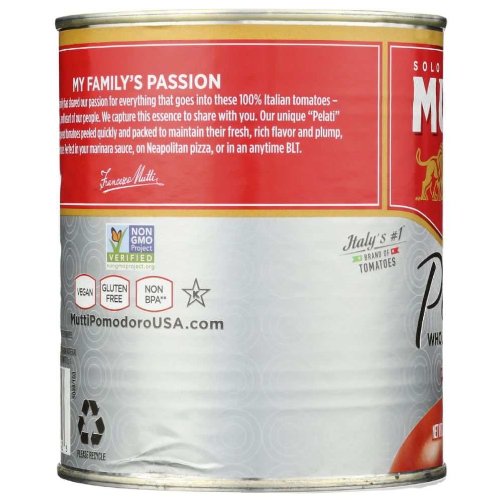 Mutti® Peeled Tomatoes - Whole 28 oz, Fleshy and Firm for Culinary Use