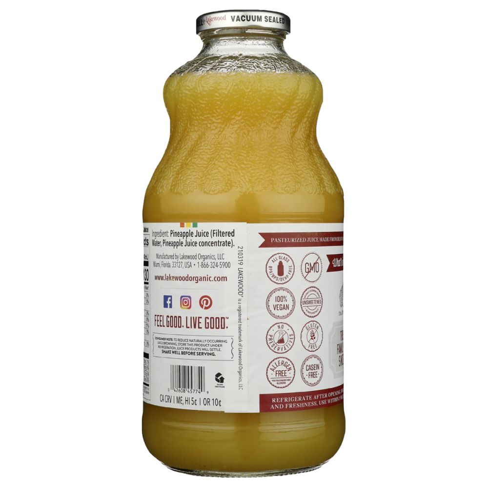 LAKEWOOD: Premium Pure Pineapple Juice, 32 fo