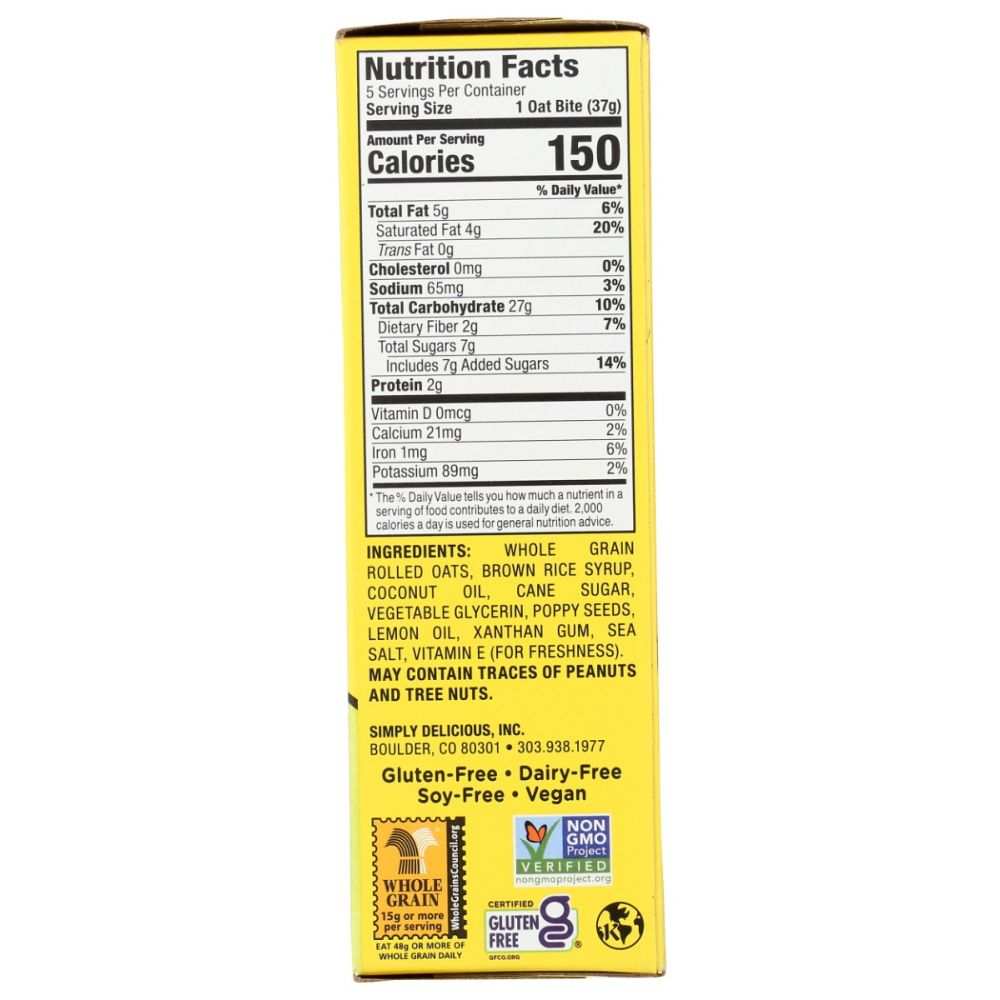 BOBOS OAT BARS: Lemon Poppyseed Oat Bites, 6.5 oz
