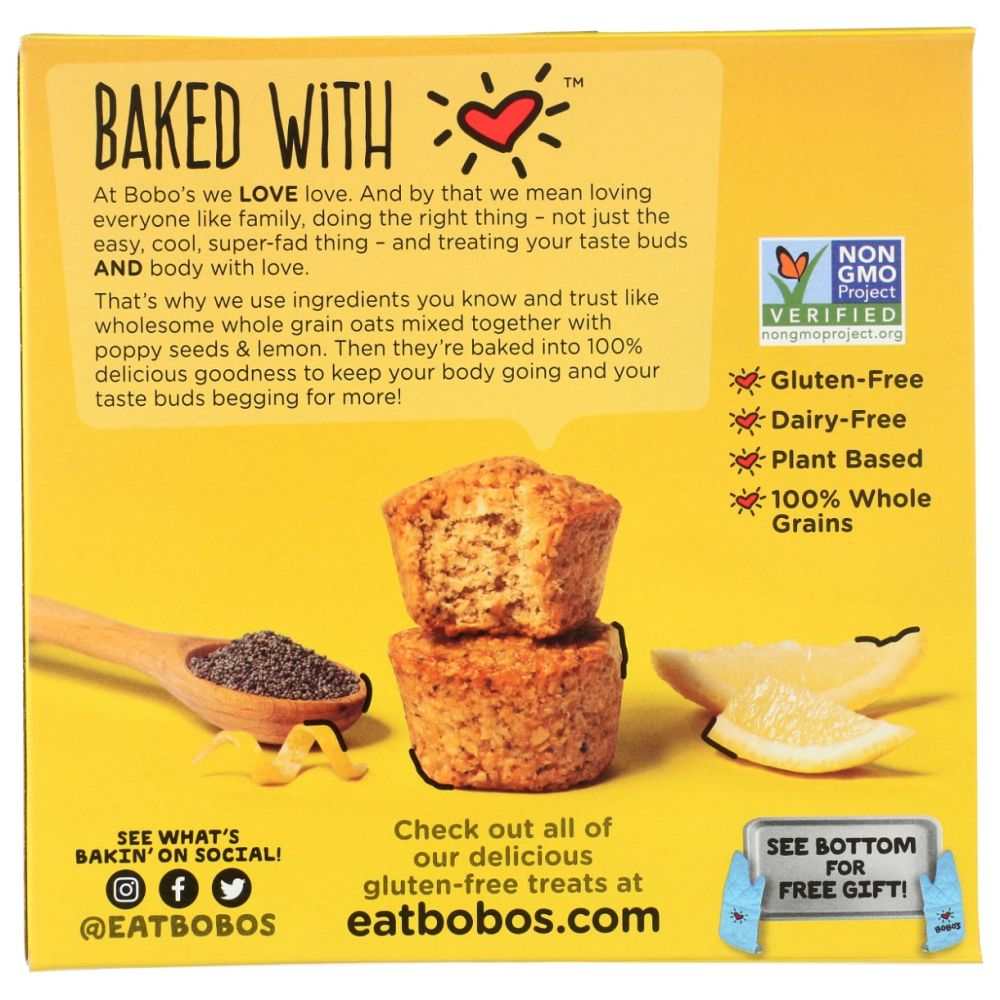 BOBOS OAT BARS: Lemon Poppyseed Oat Bites, 6.5 oz