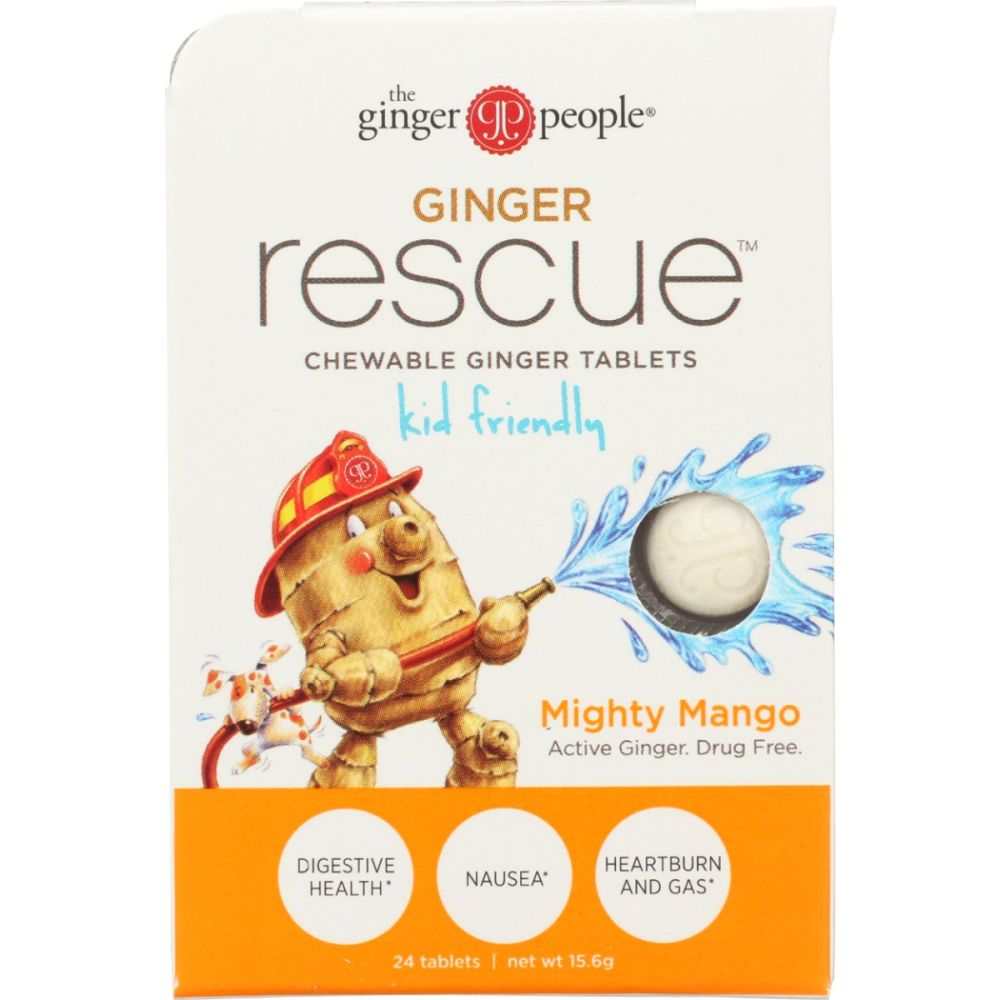 THE GINGER PEOPLE: Ginger Rescue Chewable Ginger Tablets Mighty Mango, 24 tb