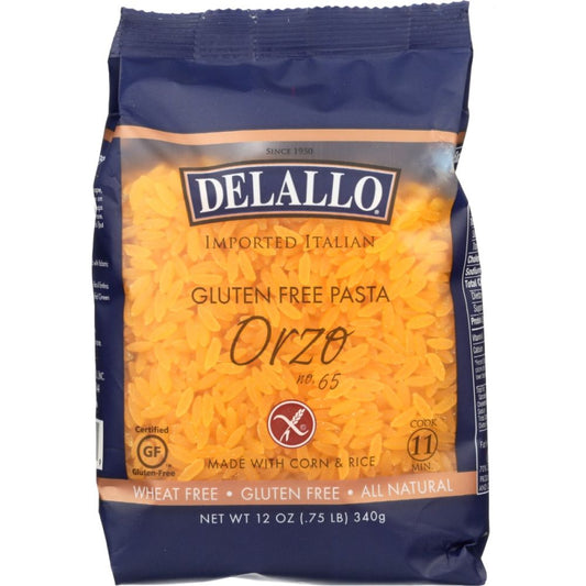 DELALLO: Gluten Free Orzo Corn and Rice Pasta, 12 oz