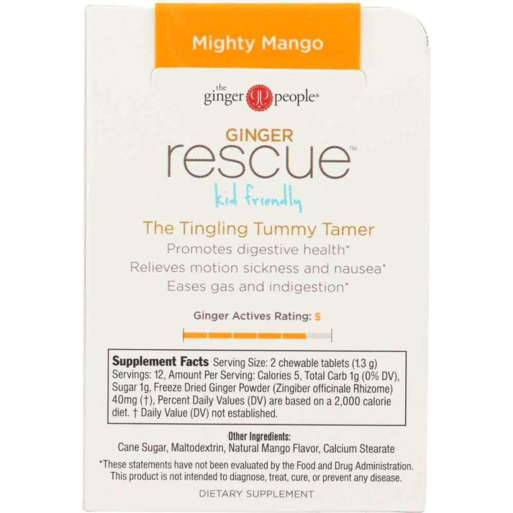 THE GINGER PEOPLE: Ginger Rescue Chewable Ginger Tablets Mighty Mango, 24 tb