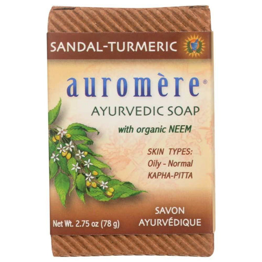 AUROMERE: Sandal Turmeric Ayurvedic Soap, 2.75 oz