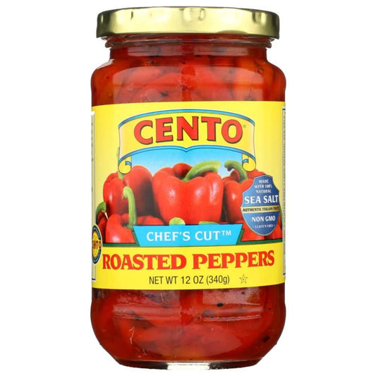 Cento Chefs Cut Roasted Peppers -All Natural, 12oz|Perfect for Recipes