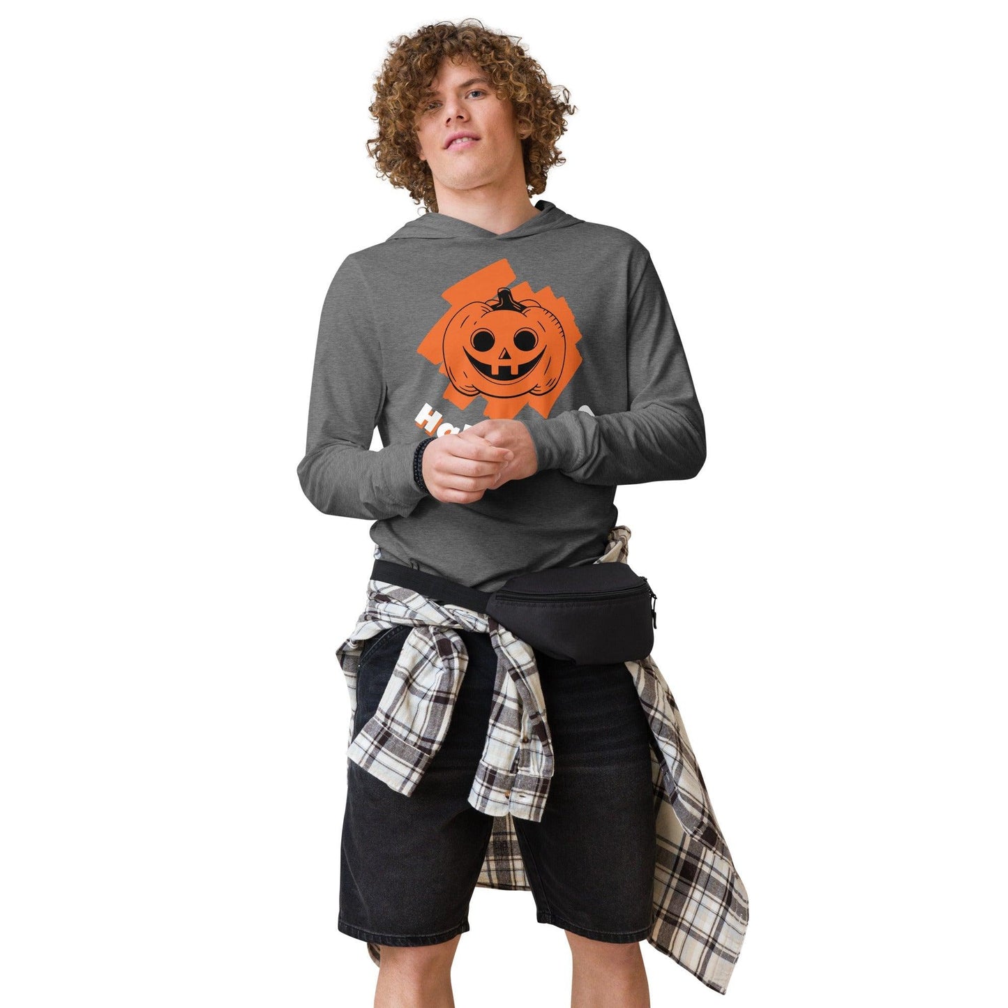 Halloween Pumpkin Jack-o-Lantern Hooded long-sleeve tee