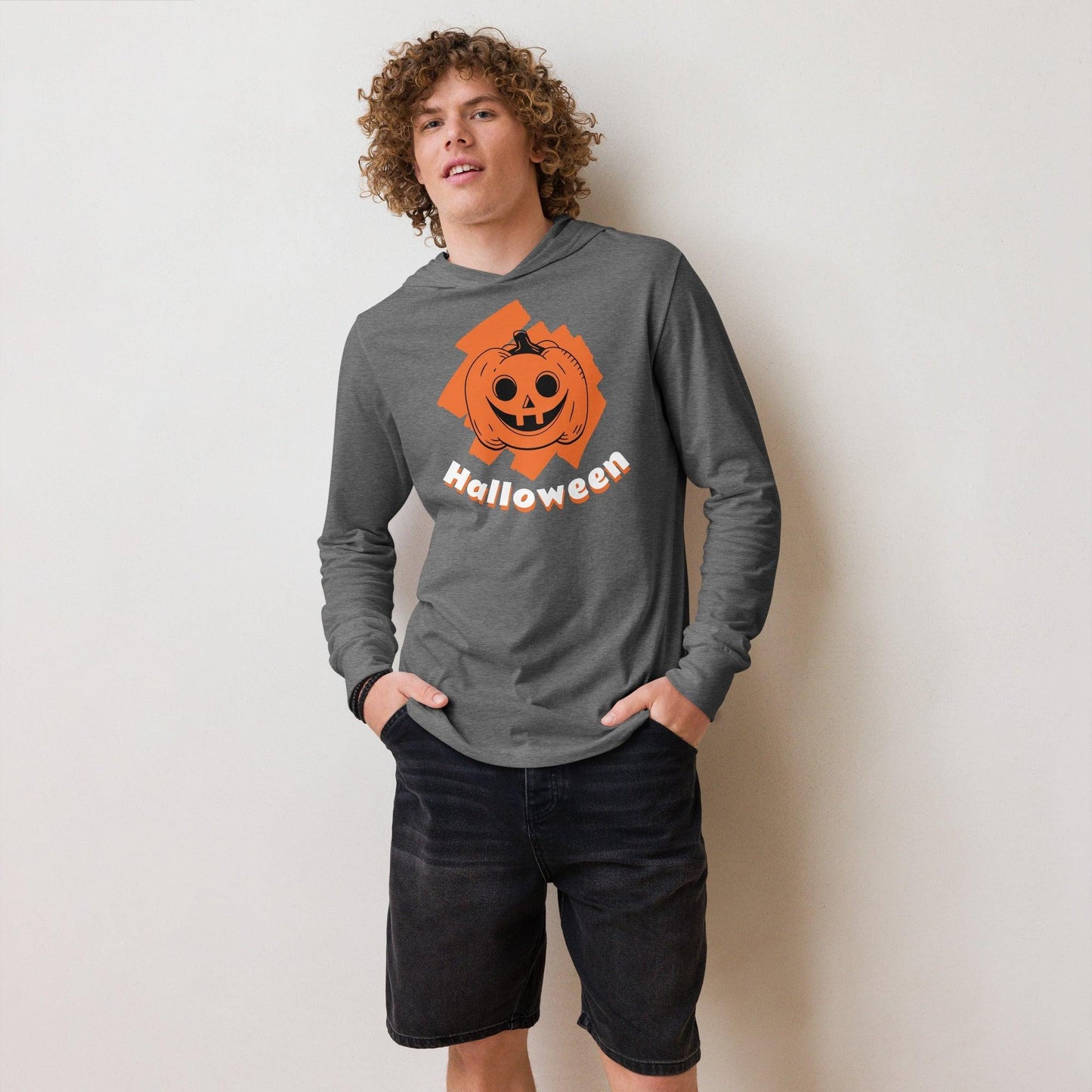 Halloween Jack-o-Lantern Hooded long-sleeve tee