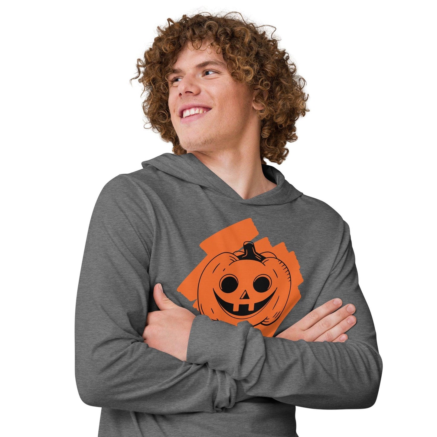 Halloween Pumpkin Jack-o-Lantern Hooded long-sleeve tee