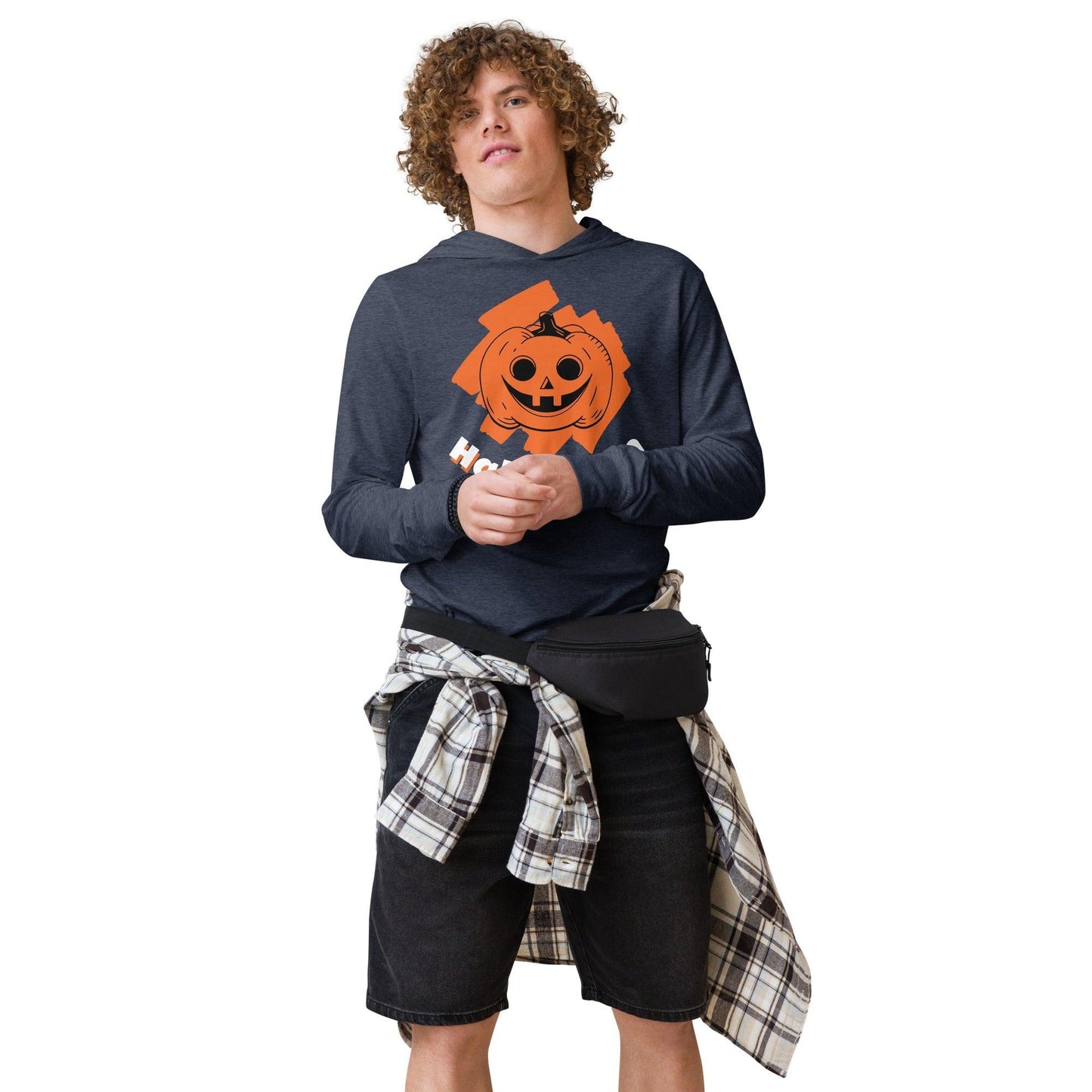Halloween Pumpkin Jack-o-Lantern Hooded long-sleeve tee