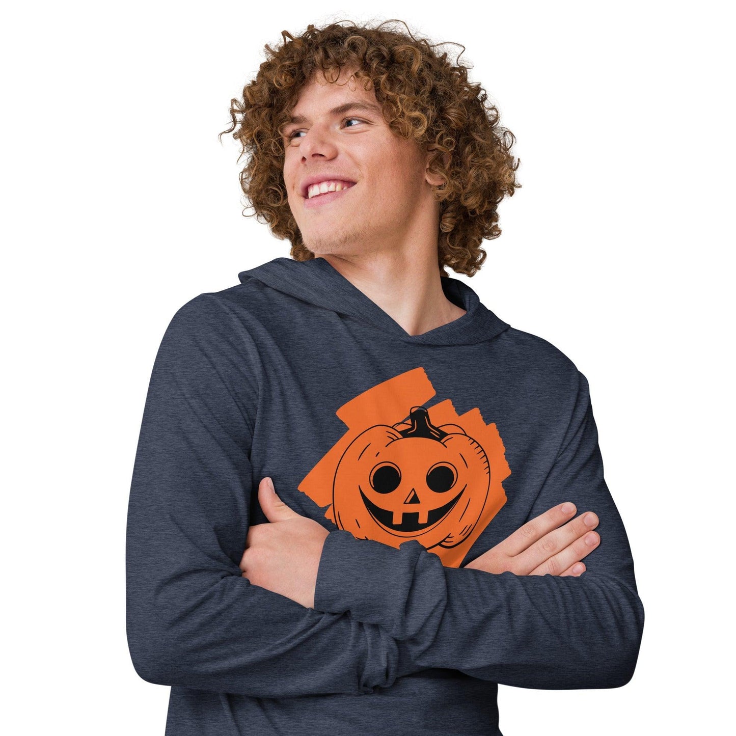 Halloween Pumpkin Jack-o-Lantern Hooded long-sleeve tee