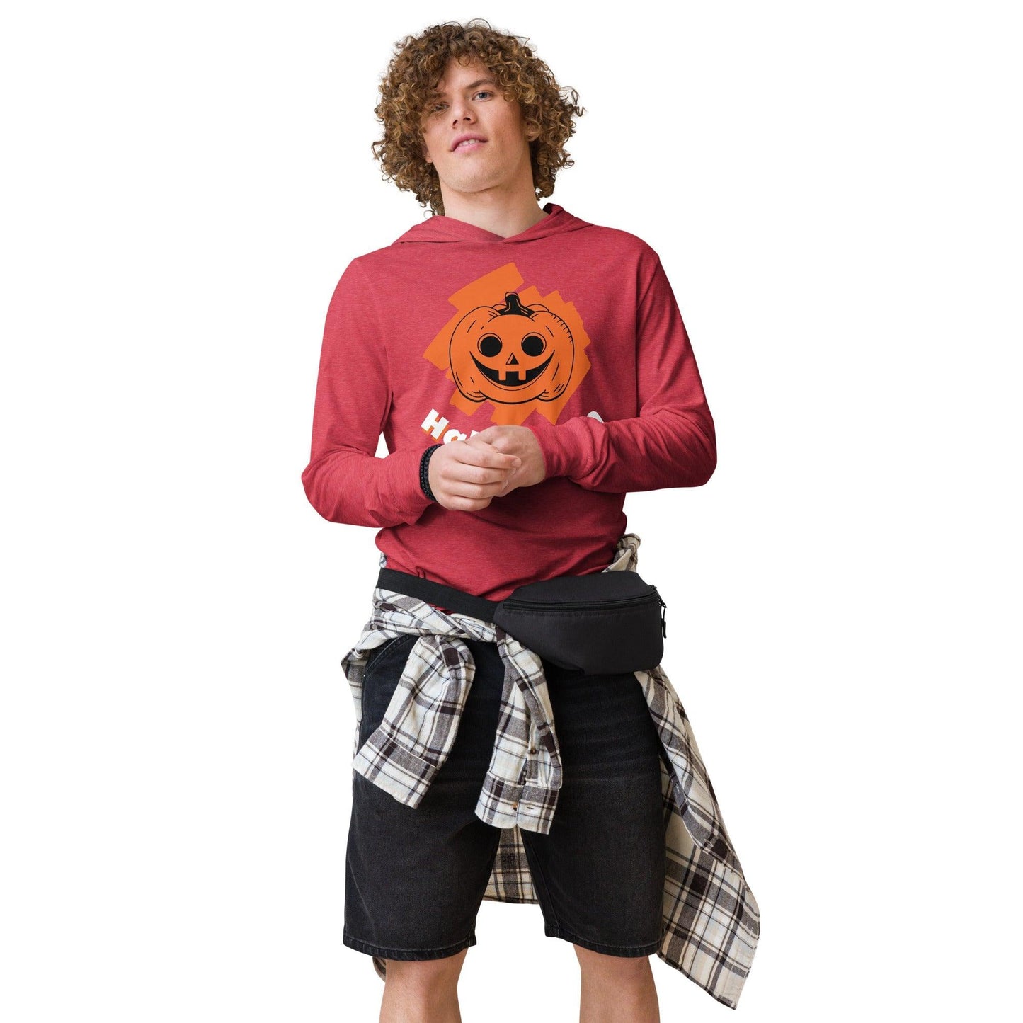 Halloween Pumpkin Jack-o-Lantern Hooded long-sleeve tee