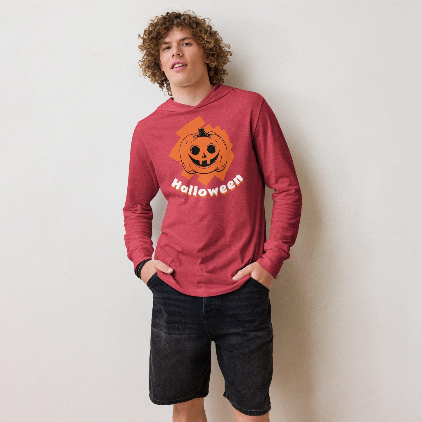 Halloween Jack-o-Lantern Hooded long-sleeve tee