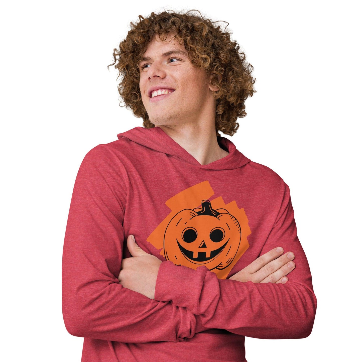 Halloween Pumpkin Jack-o-Lantern Hooded long-sleeve tee
