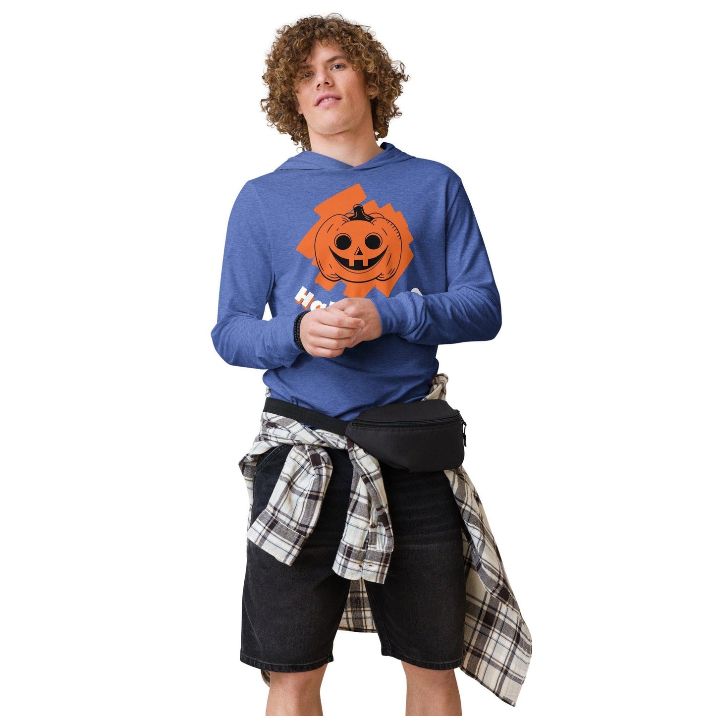 Halloween Pumpkin Jack-o-Lantern Hooded long-sleeve tee