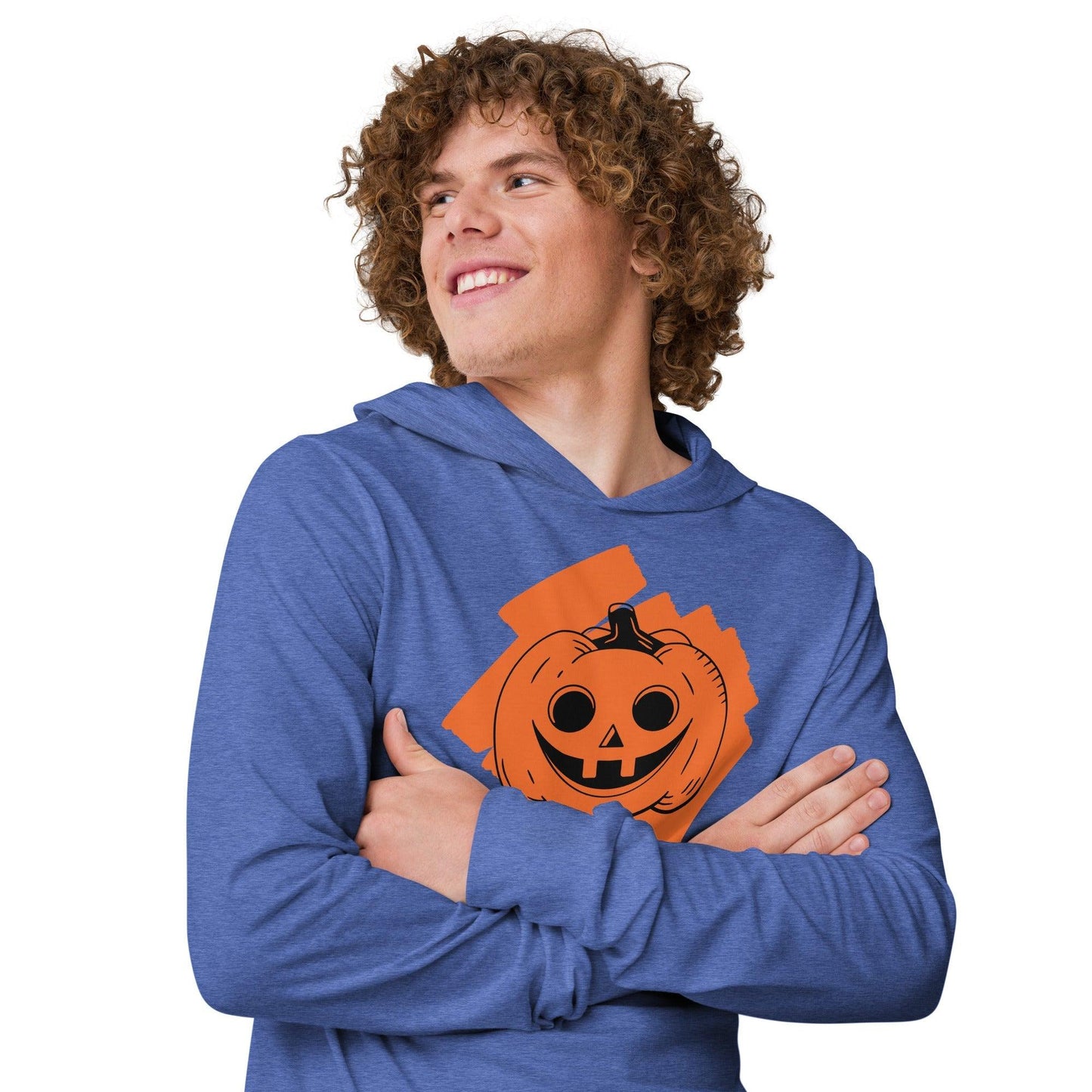 Halloween Pumpkin Jack-o-Lantern Hooded long-sleeve tee